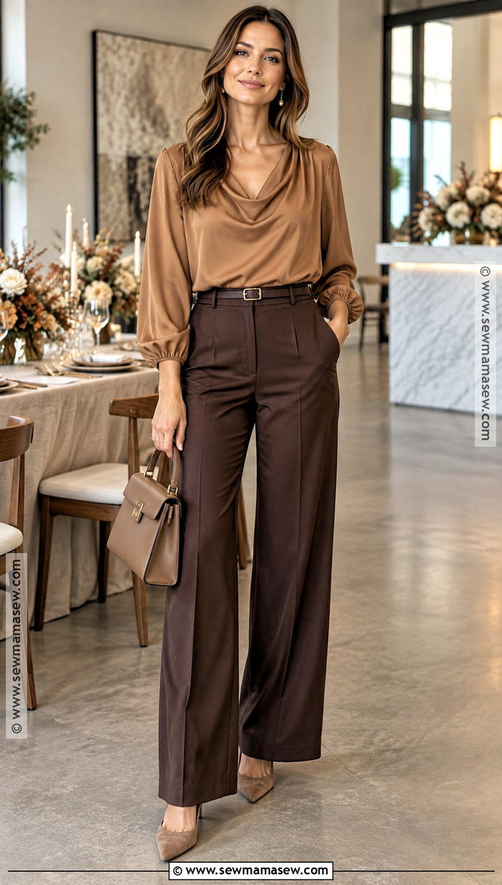 Monochrome Trouser Fall Bridal Shower Outfit - 20 bridal shower guest outfit fall ideas