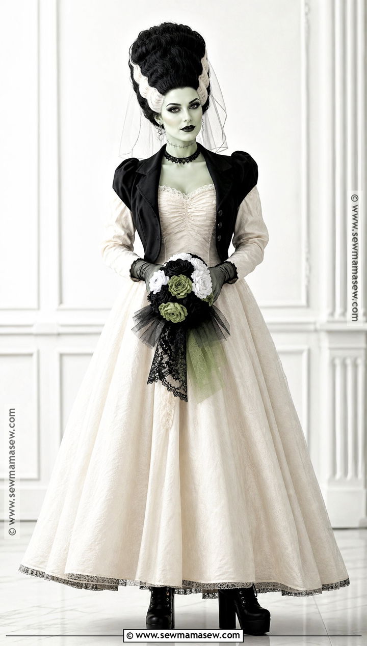 Monster Bride Costume With Striped Hair - 45 scary costumes