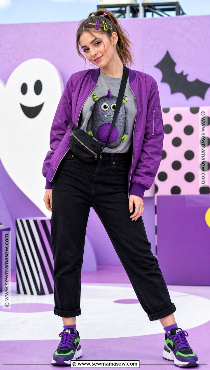 Monster Halloween T Shirt With Colorful Sneakers - 30 halloween tshirt ideas