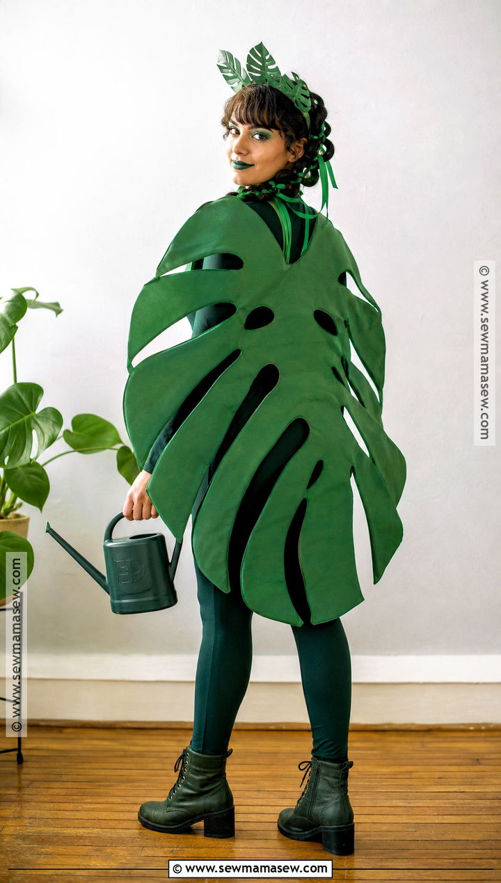 Monstera Leaf Costume With Green Cape - 30 tropical costume ideas
