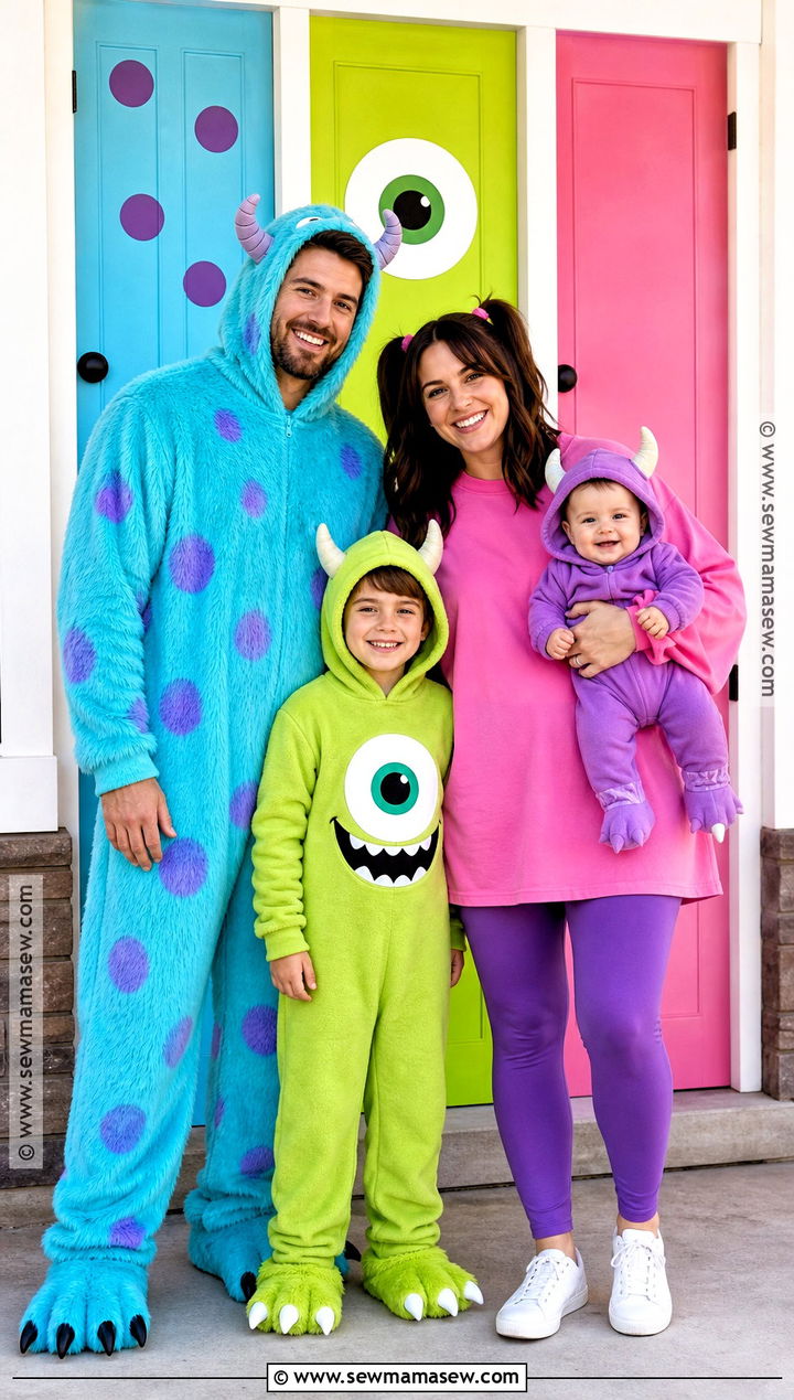 Monsters Inc Family Costume With Baby Monster - 30 Family Of 4 Halloween Costumes With for Babies