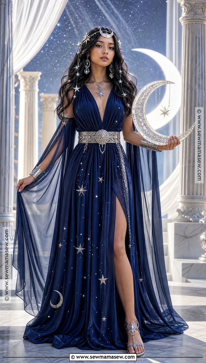 Moon Goddess Costume With Black Waves - 45 black hair halloween costumes