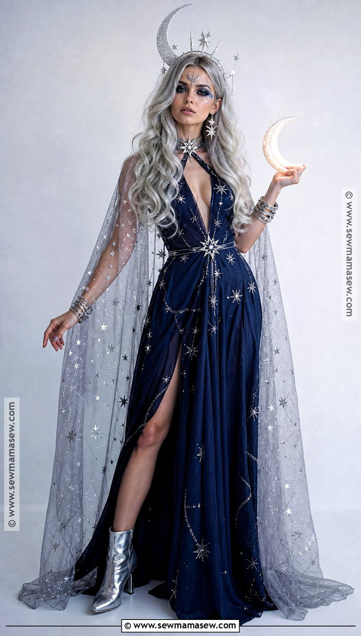 Moon Goddess Costume With Silver Cape - 35 cute halloween costumes for women