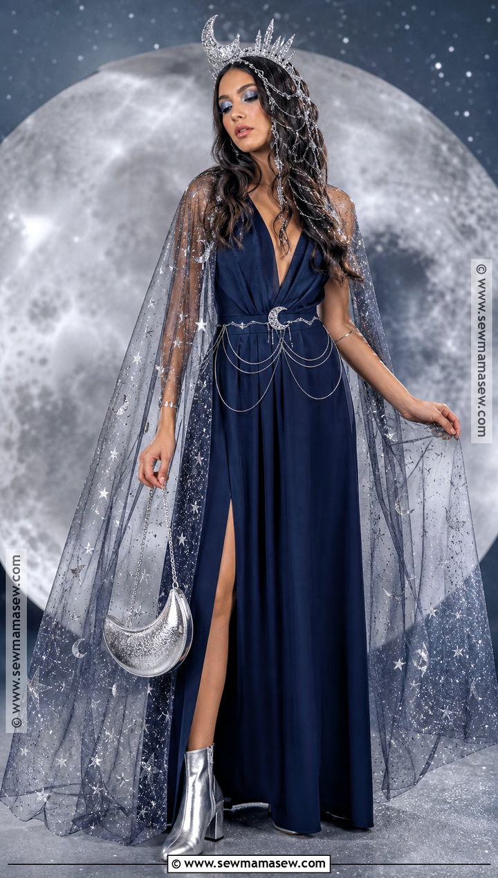 Moon Goddess Costume With Silver Cape - 35 pretty halloween costumes