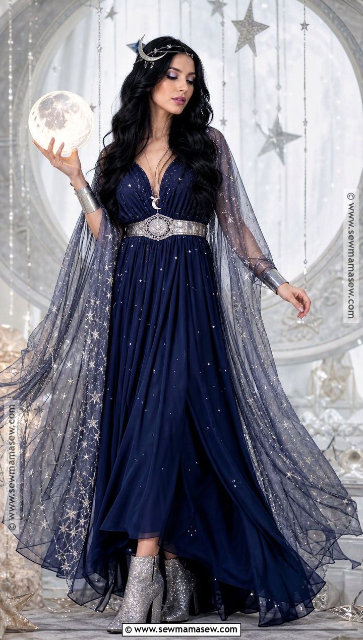 Moon Goddess Costume With Silver Cape - 40 halloween costumes black hair