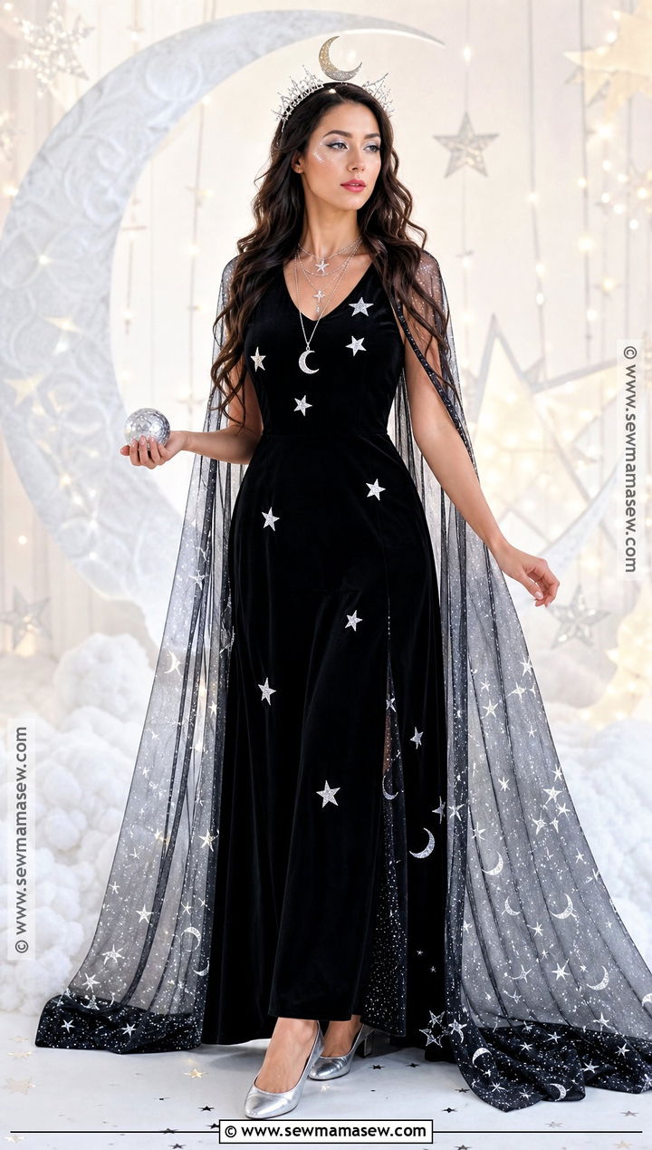 Moon Goddess Costume With Silver Crown - 35 black dress costume ideas