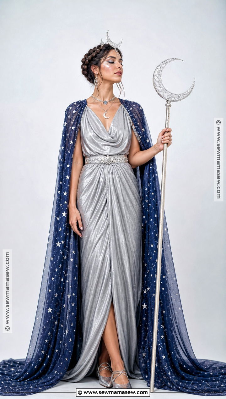 Moon Goddess Costume With Silver Gown - 40 aesthetic halloween costumes