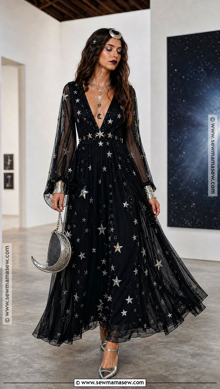 Moon Goddess Long Black Dress Costume - 30 long black dress halloween costume ideas