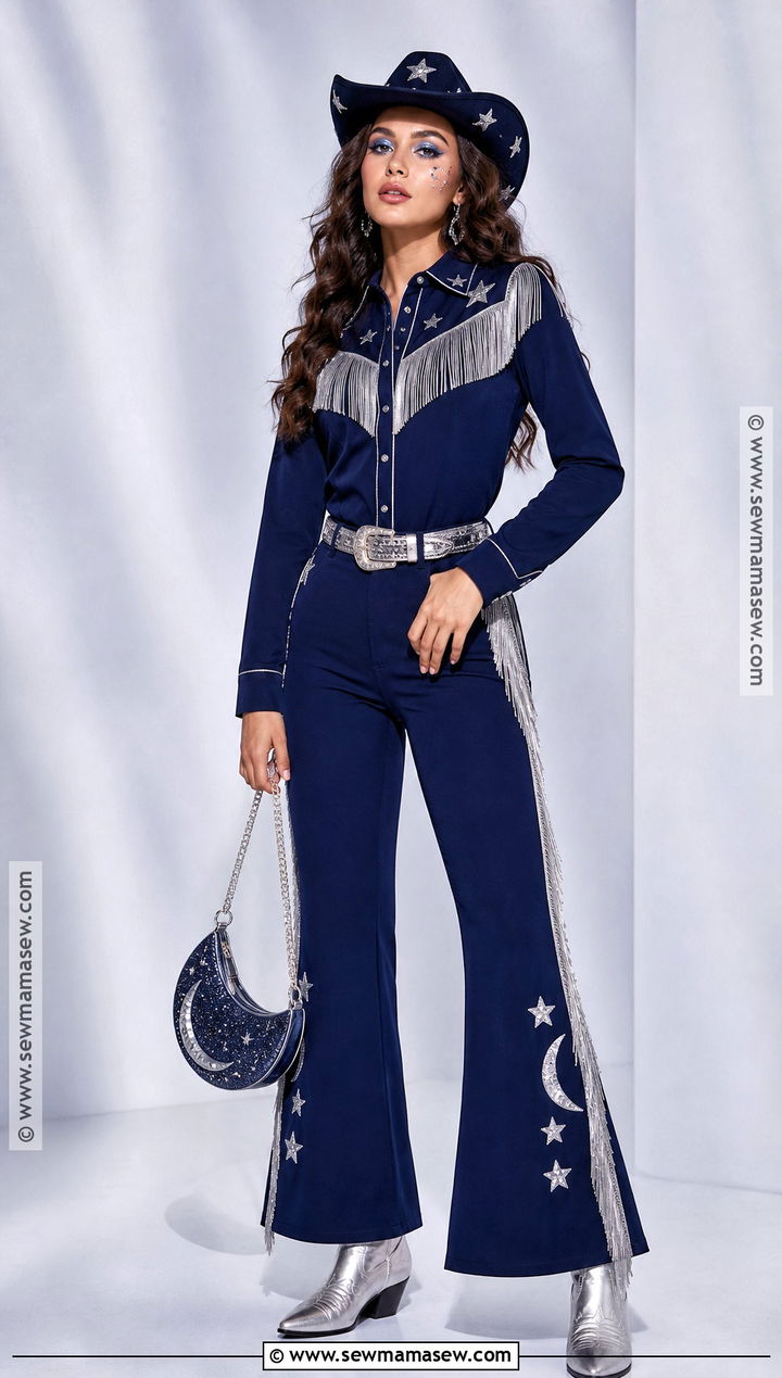 Moonlight Cowgirl Costume With Silver Stars - 30 wild west costume ideas for women