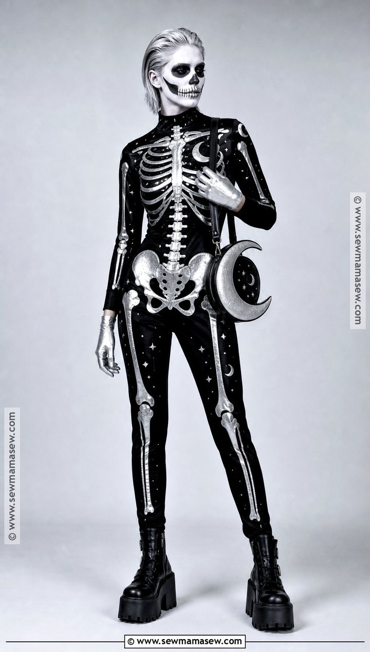 Moonlit Skeleton Costume With Silver Details - 35 spooky halloween costumes