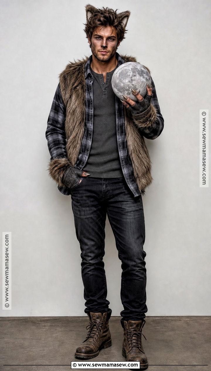 Moonlit Werewolf Costume With Faux Fur Vest - 35 spooky halloween costumes