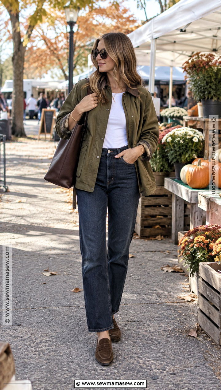 Morgan Stewart Barn Jacket And Relaxed Jeans Outfit - 15 Morgan Stewart Fall Style Ideas