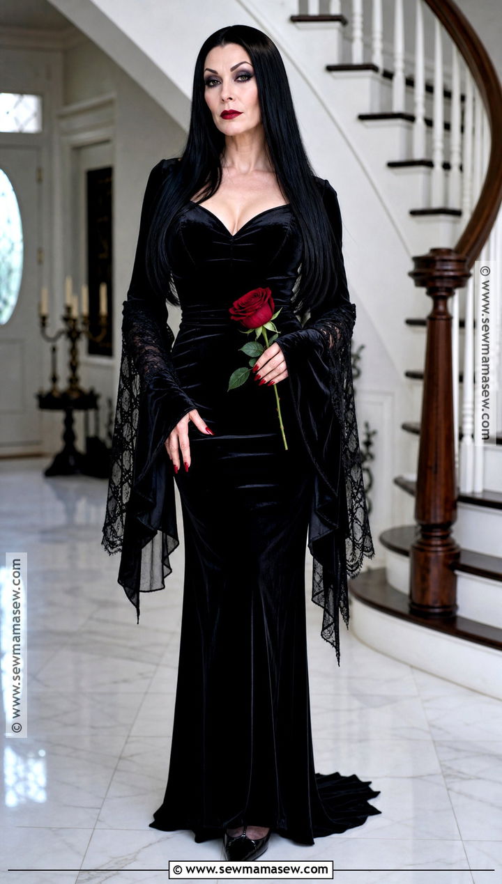 Morticia Addams Black Gown Costume - 50 iconic halloween costumes