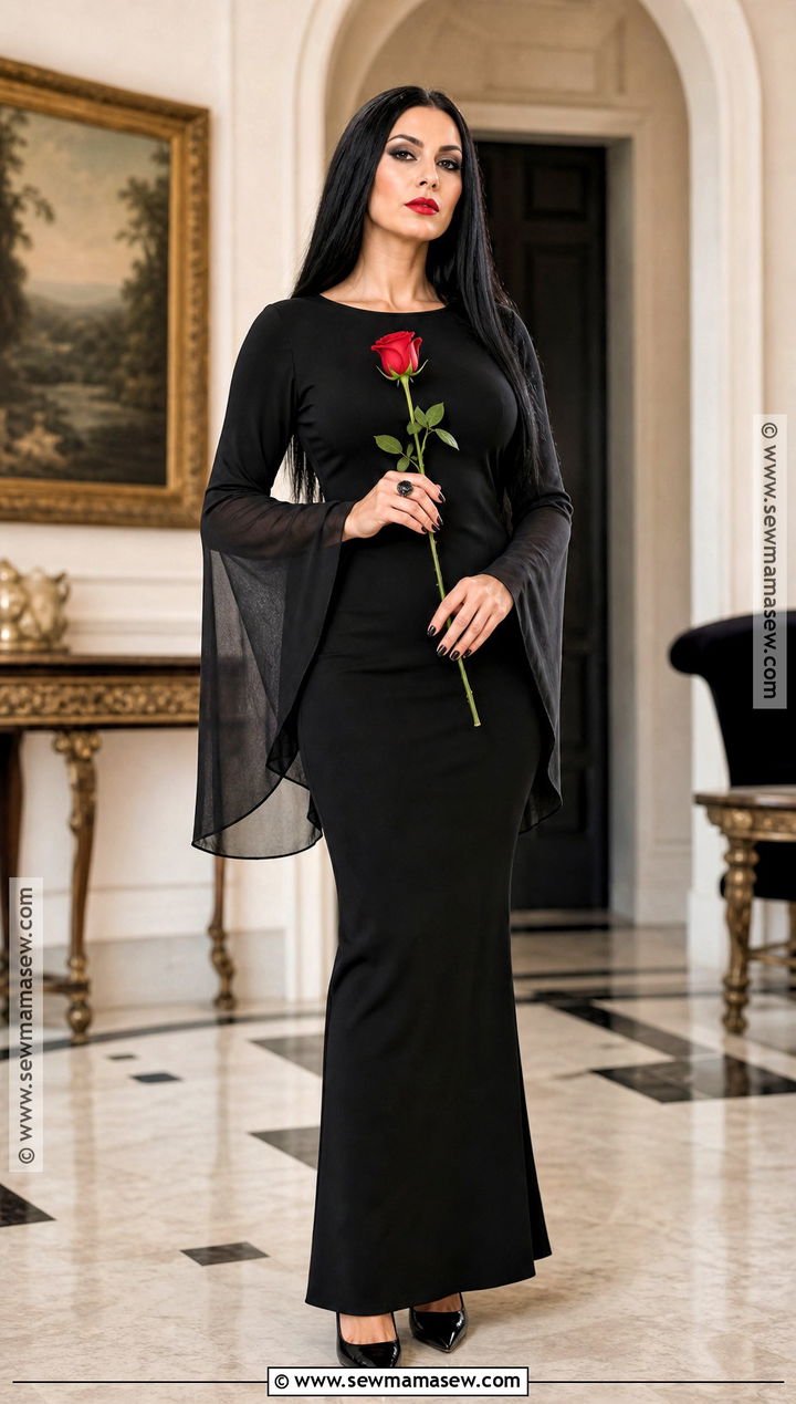 Morticia Addams Costume With Black Dress - 30 halloween costumes with black dress