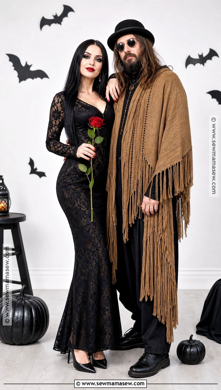 Morticia Addams Costume With Cousin Itt - 45 morticia addams costume ideas