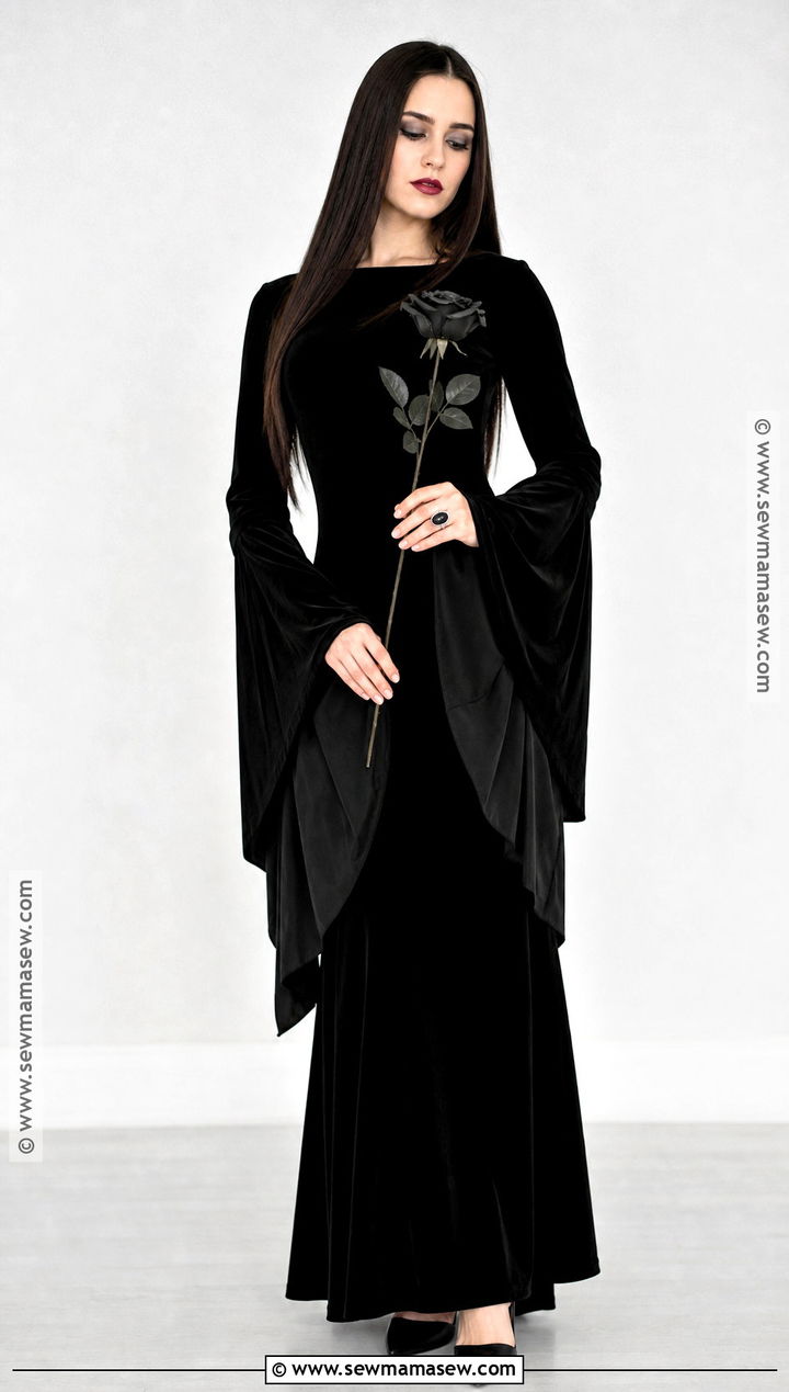 Morticia Addams Costume With Long Black Dress - 40 college halloween costume ideas brunette