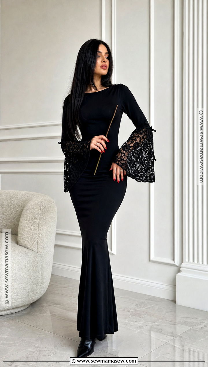 Morticia Addams Costume With Long Black Hair - 30 halloween costume black hair ideas