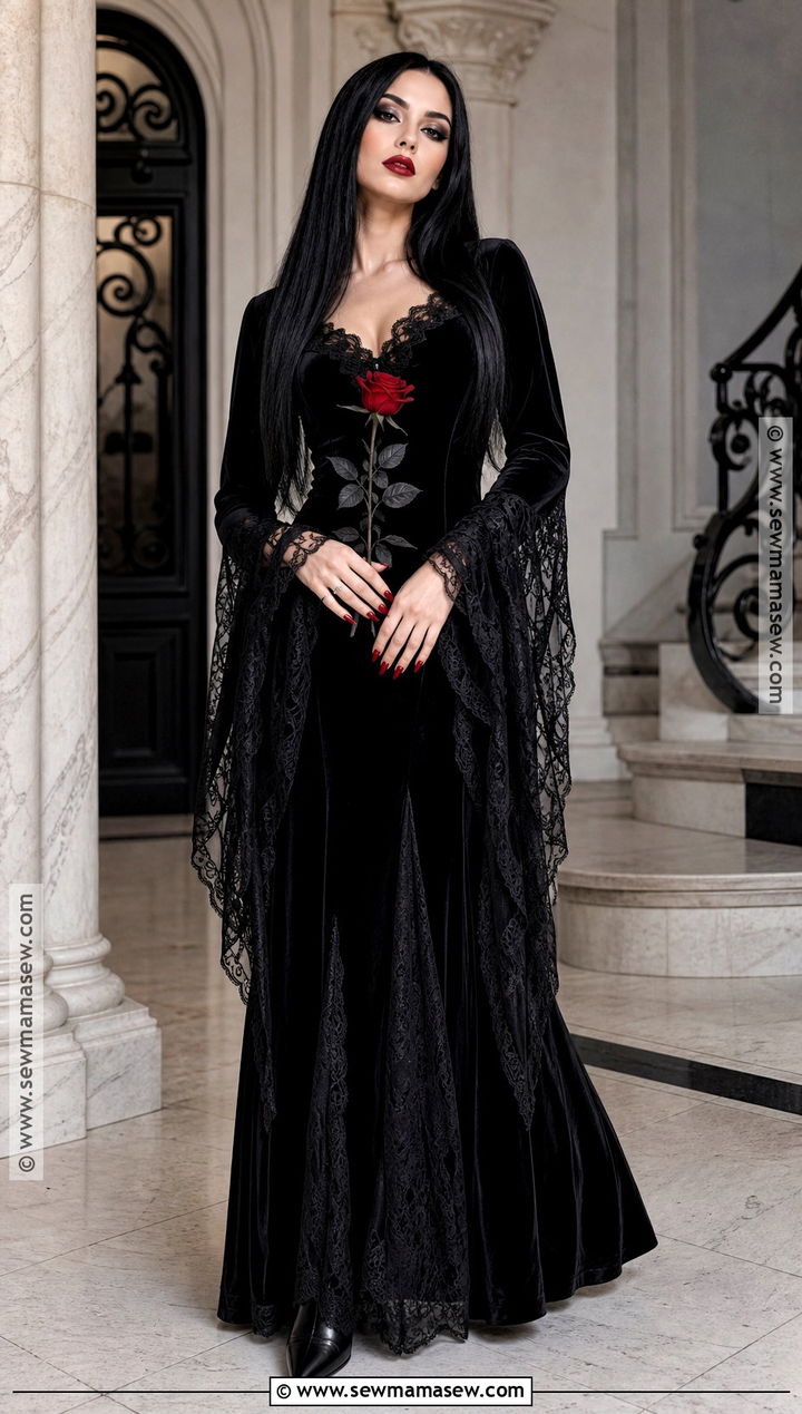 Morticia Addams Costume With Long Black Hair - 30 halloween costumes women black hair
