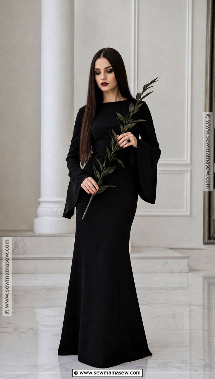 Morticia Addams Costume With Straight Brown Hair - 35 halloween costumes brown hair