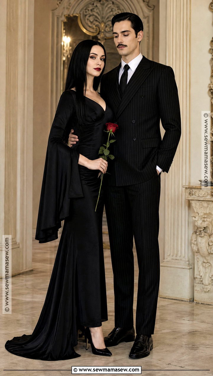 Morticia And Gomez Addams Couple Outfit - 30 Couples Halloween Outfits