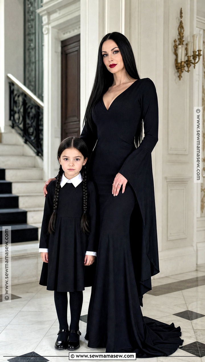 Morticia And Wednesday Addams Costume - 35 mommy and me halloween costumes