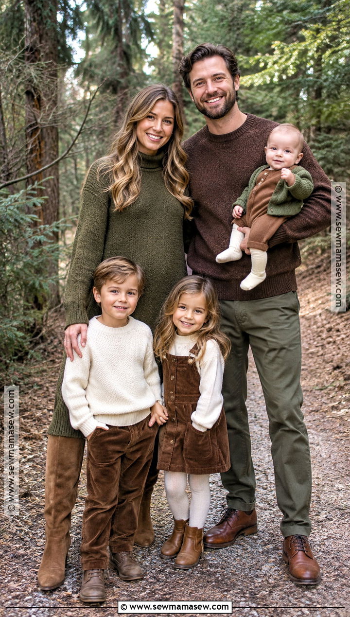 Moss Green And Chocolate Brown Fall Family Photo Outfits - 20 green fall family photo outfits