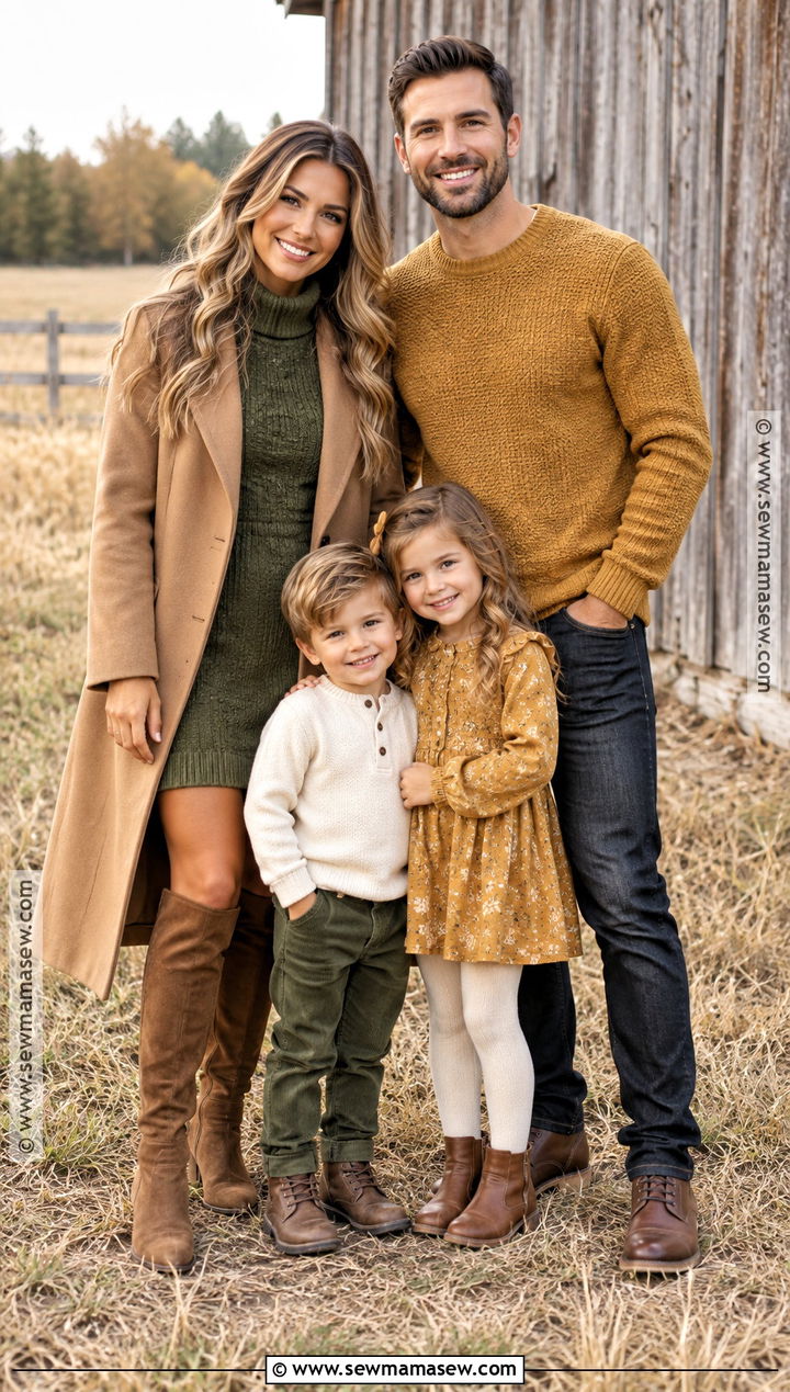Moss Green And Mustard Family Photo Outfit - 15 fall photoshoot outfits family green
