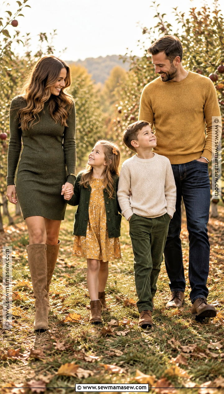 Moss Green And Mustard Family Photo Outfit - 15 fall family pictures outfits 2026 green