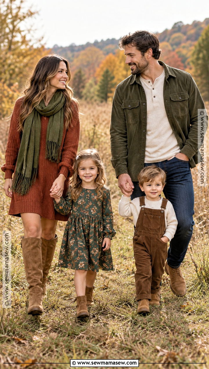 Moss Green and Rust Family Photo Outfit - 15 family photo outfits fall green