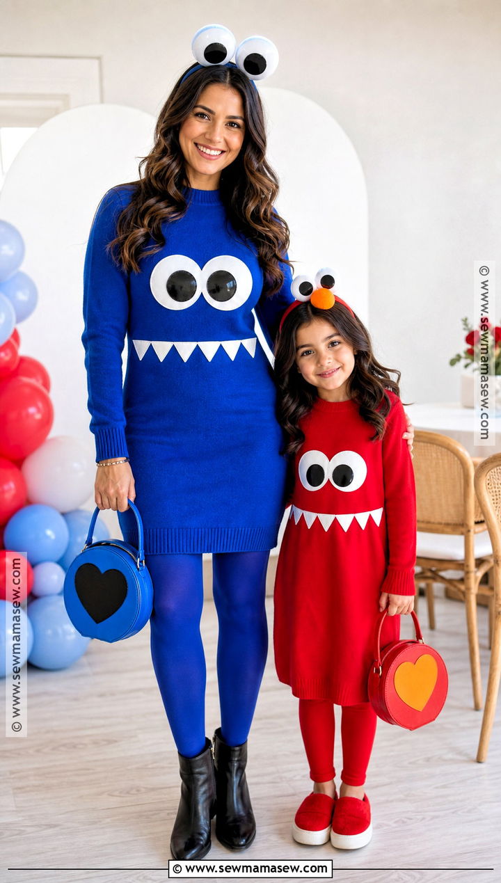 Mother And Daughter Elmo And Cookie Monster Costume - 40 elmo and cookie monster costumes