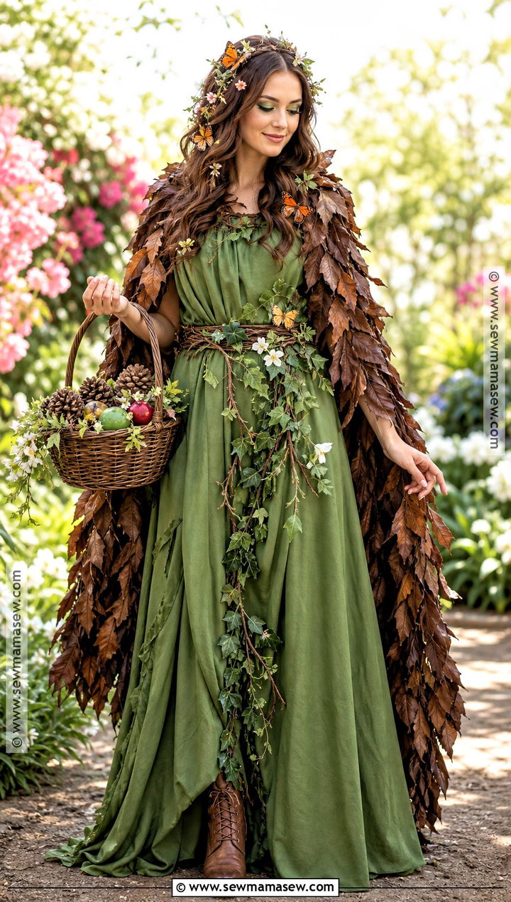 Mother Nature Costume With Green Dress - 30 Nature Costume Ideas
