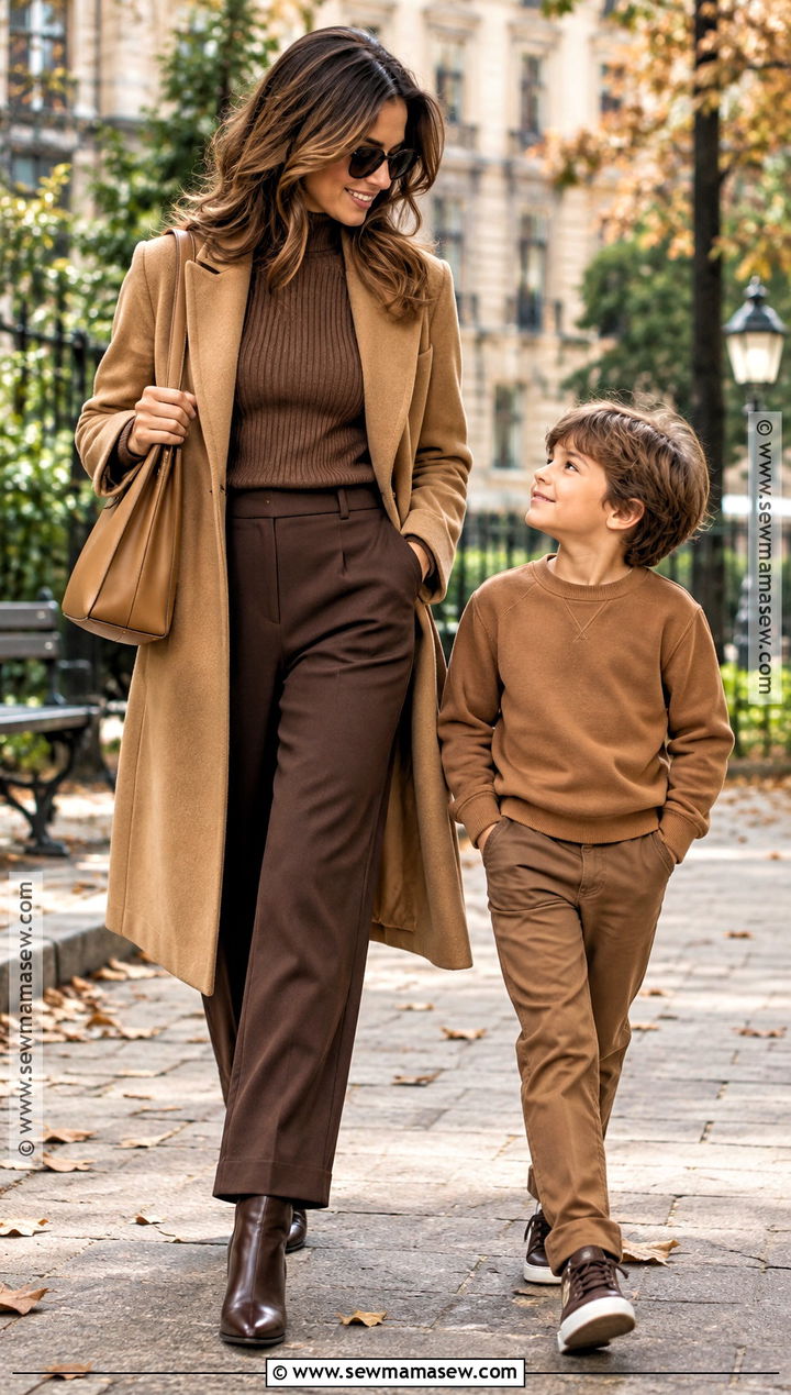 Mother Son Monochrome Brown Outfit - 15 mother son fall outfits
