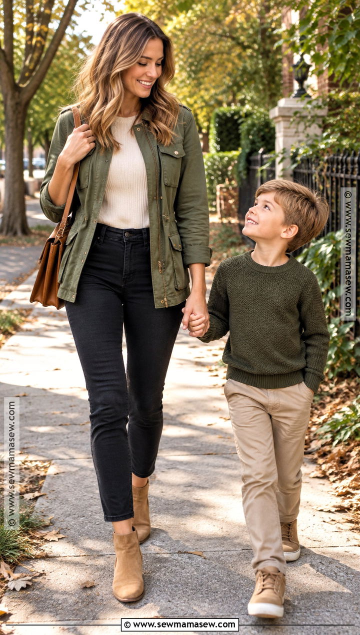 Mother Son Olive Green Outfit - 15 mother son fall outfits