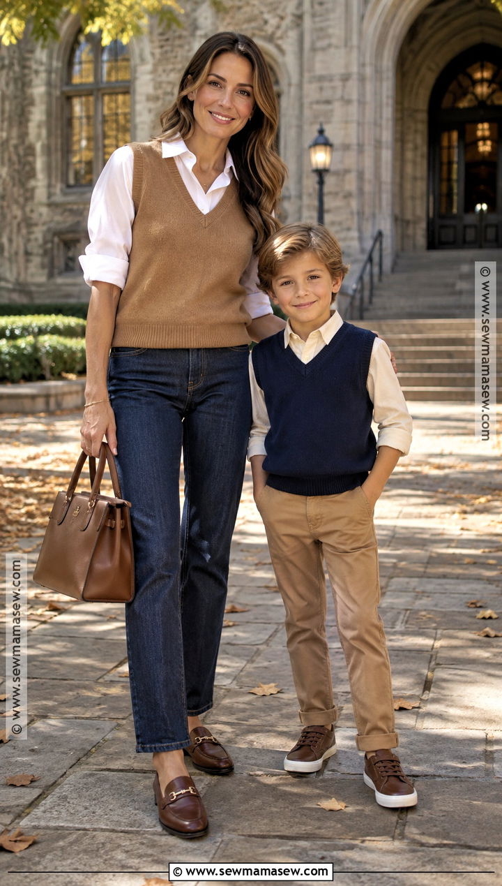 Mother Son Sweater Vest Outfit - 15 mother son fall outfits