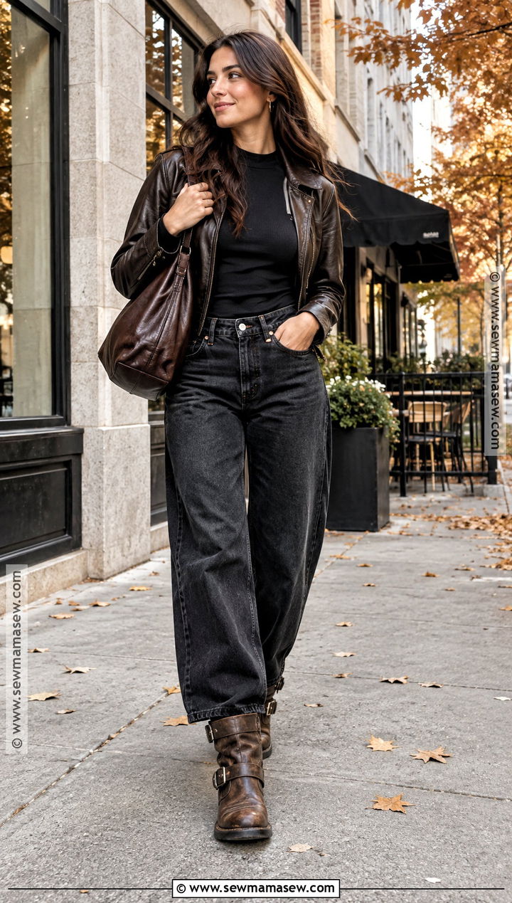 Moto Boots With Barrel Leg Jeans - 20 womens boots for fall