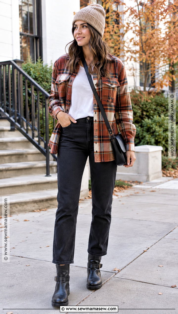 Moto Boots With Black Jeans And Shacket - 15 moto boots fall outfit
