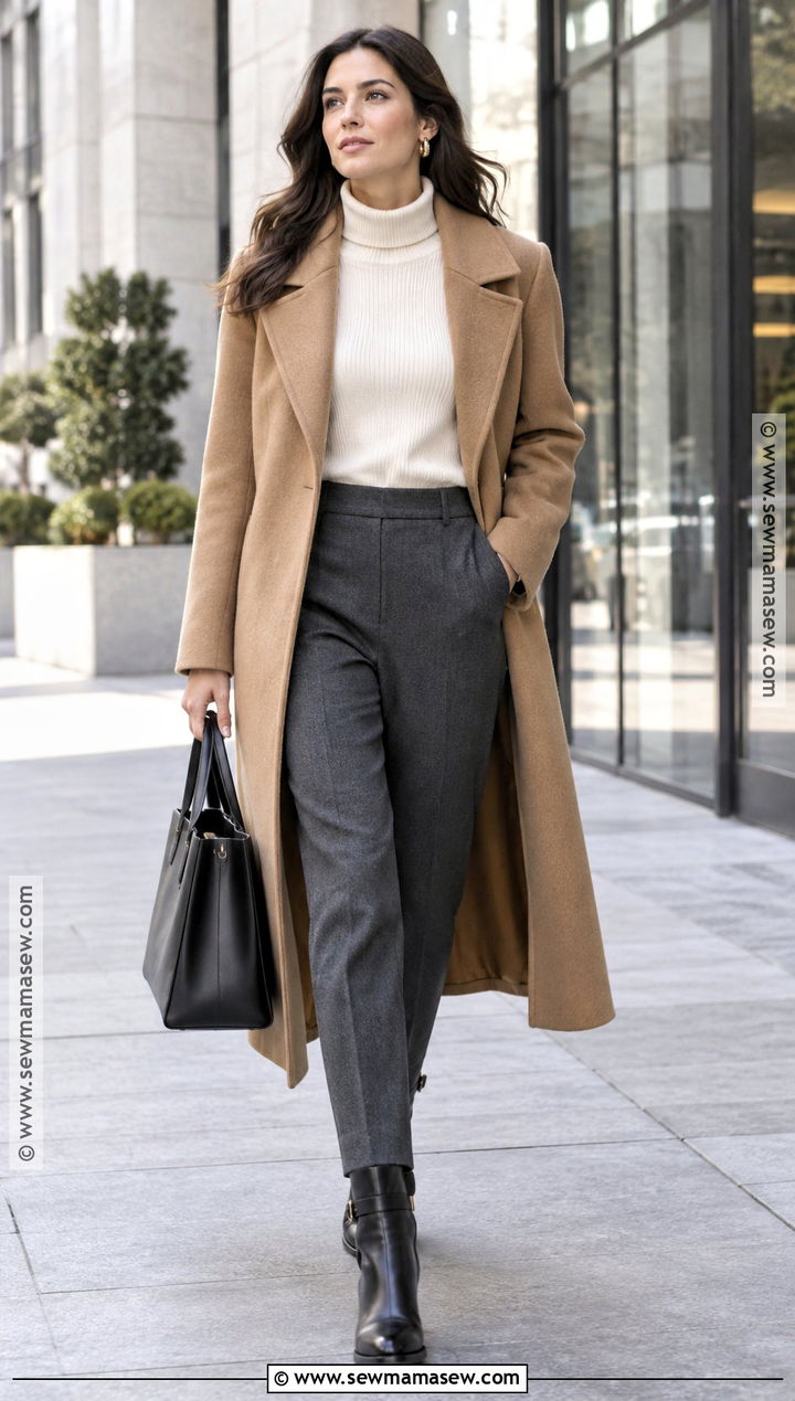 Moto Boots With Tailored Trousers And Wool Coat - 15 fall moto boots outfit