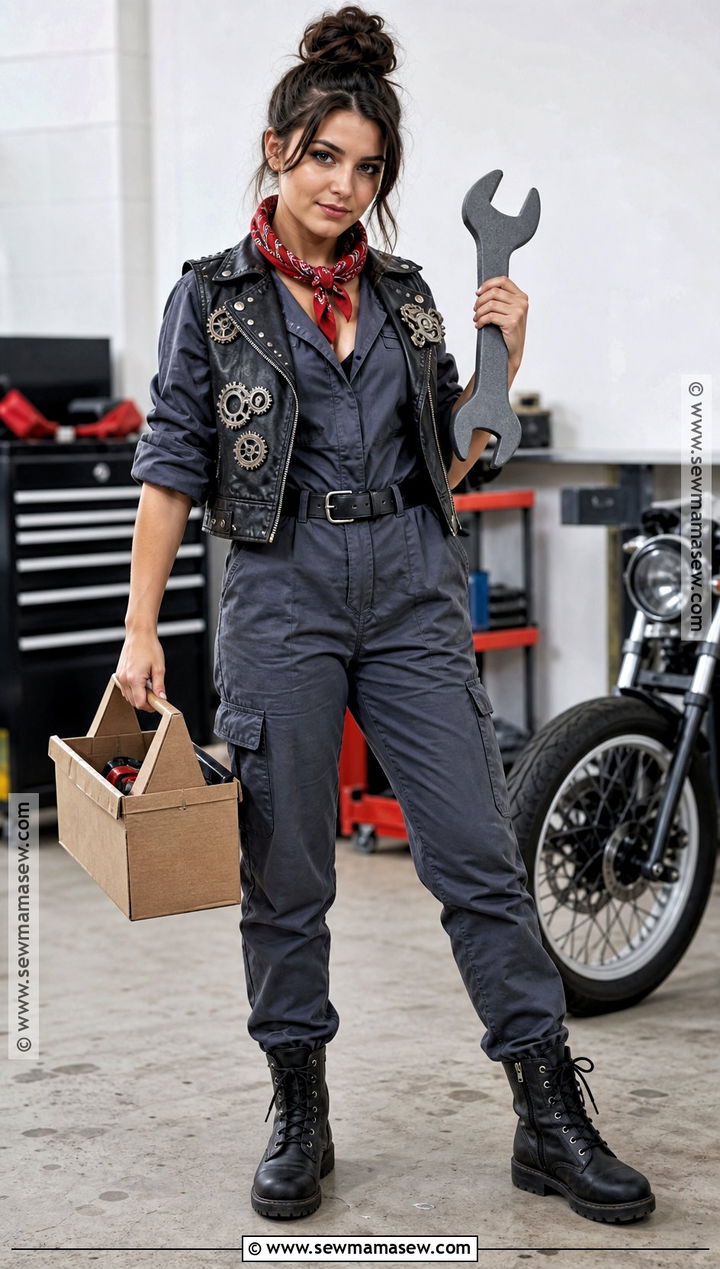 Moto Mechanic Biker Girl Costume - 30 biker girl halloween costume ideas