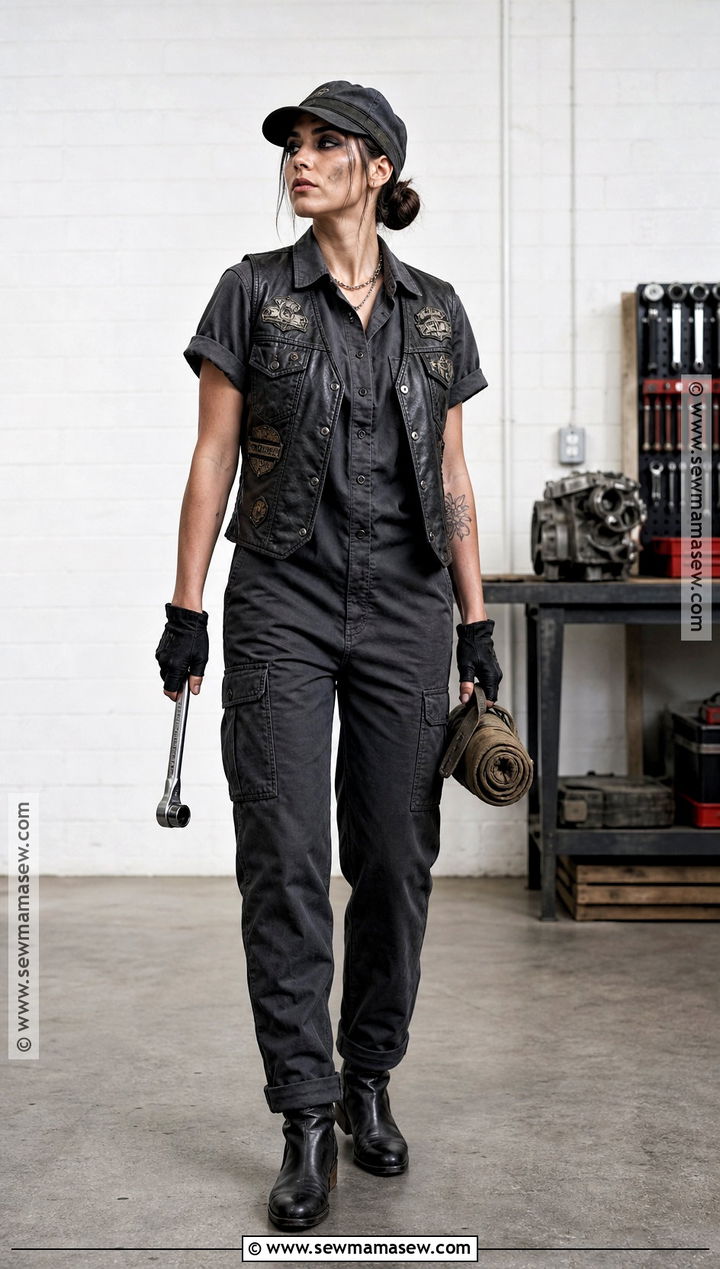 Motorcycle Mechanic Costume With Leather Vest - 30 mechanic costume ideas