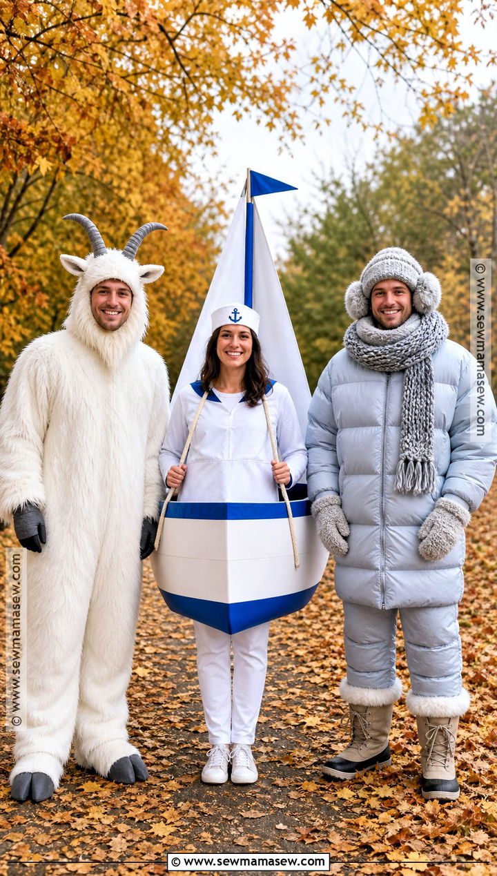 Mountain Goat Sailboat And Winter Coat Costume - 35 rhyme without reason costume 3 people ideas