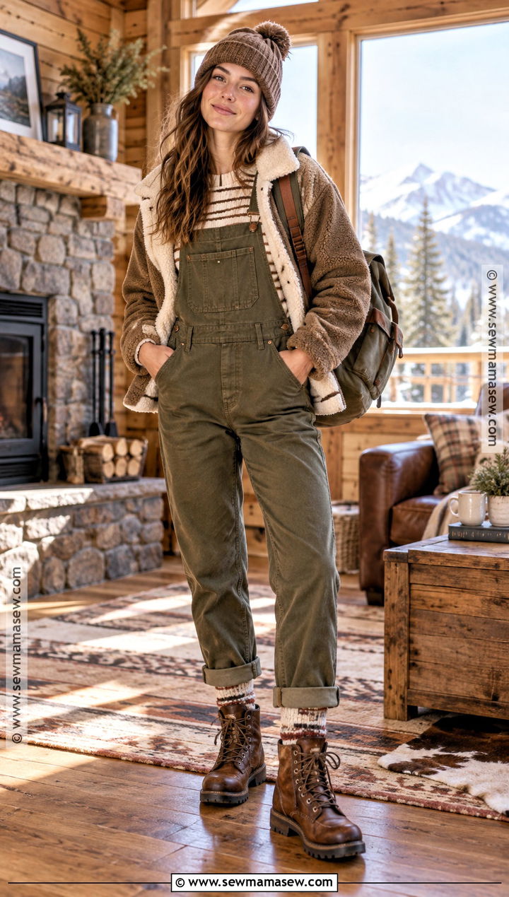 Mountain Outfit With Overalls And Thermal Top - 20 mountain outfit fall ideas
