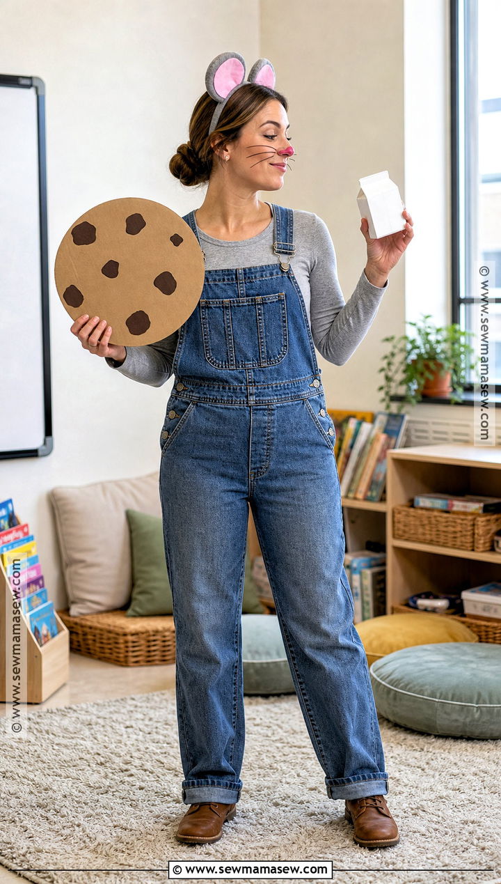 Mouse And Cookie Costume With Overalls - 30 storybook character costumes for teachers