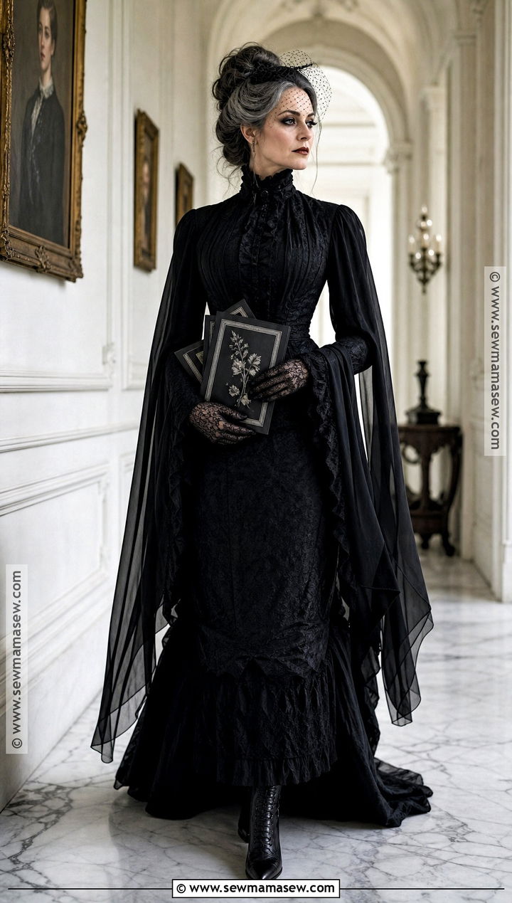 Movie Mrs White Mourning Dress Costume - 30 clue character costumes