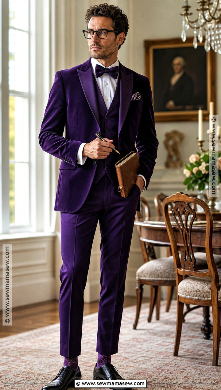 Movie Professor Plum Purple Suit Costume - 30 clue character costumes