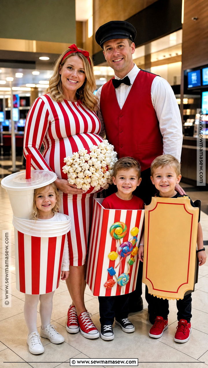 Movie Theater Snack Family Costume - 30 pregnant halloween costumes for family