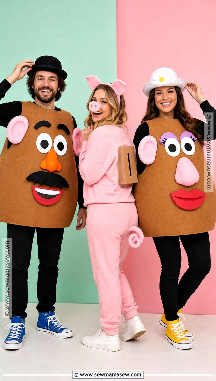 Mr And Mrs Potato Head With Hamm Group Costume - 35 toy story group costume ideas