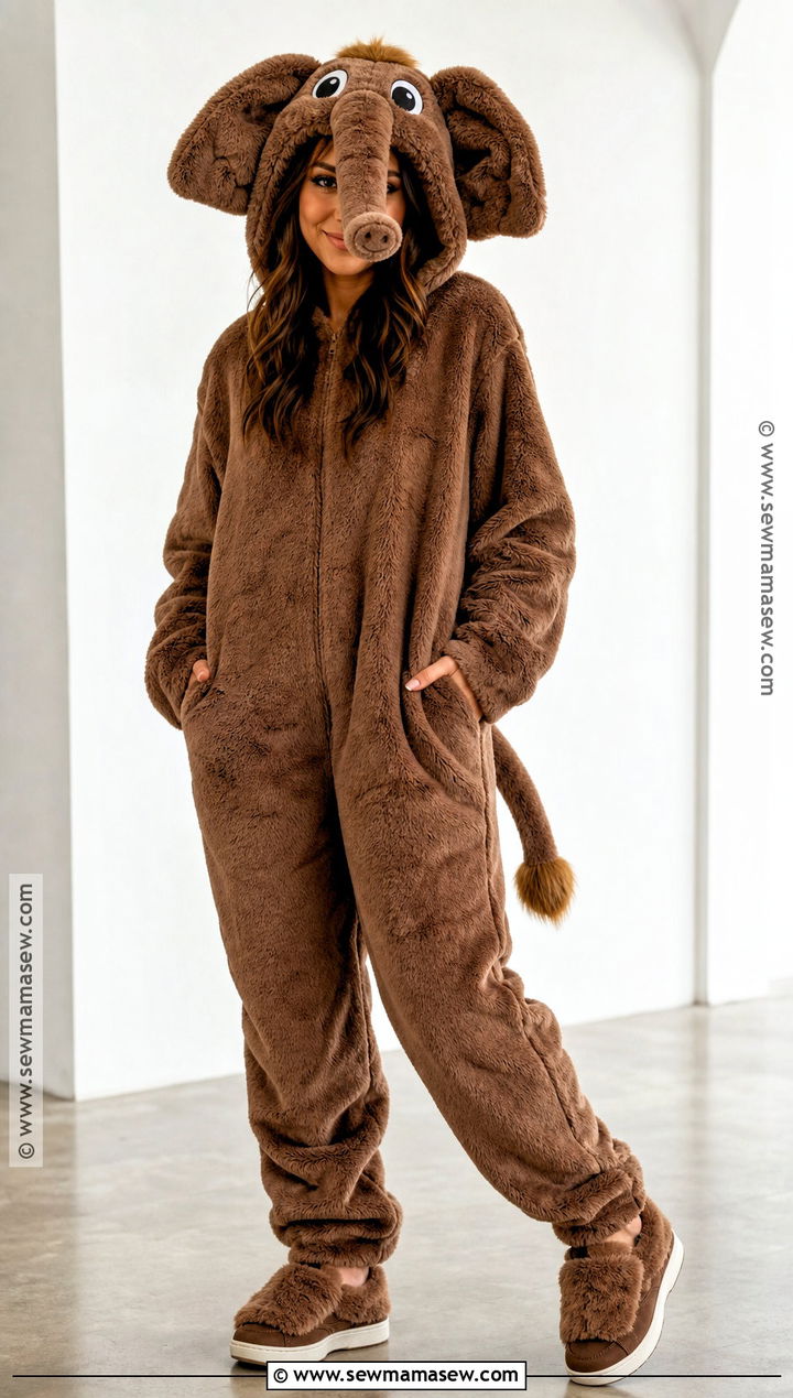 Mr Snuffleupagus Costume With Brown Faux Fur - 30 Sesame Street Halloween Costumes