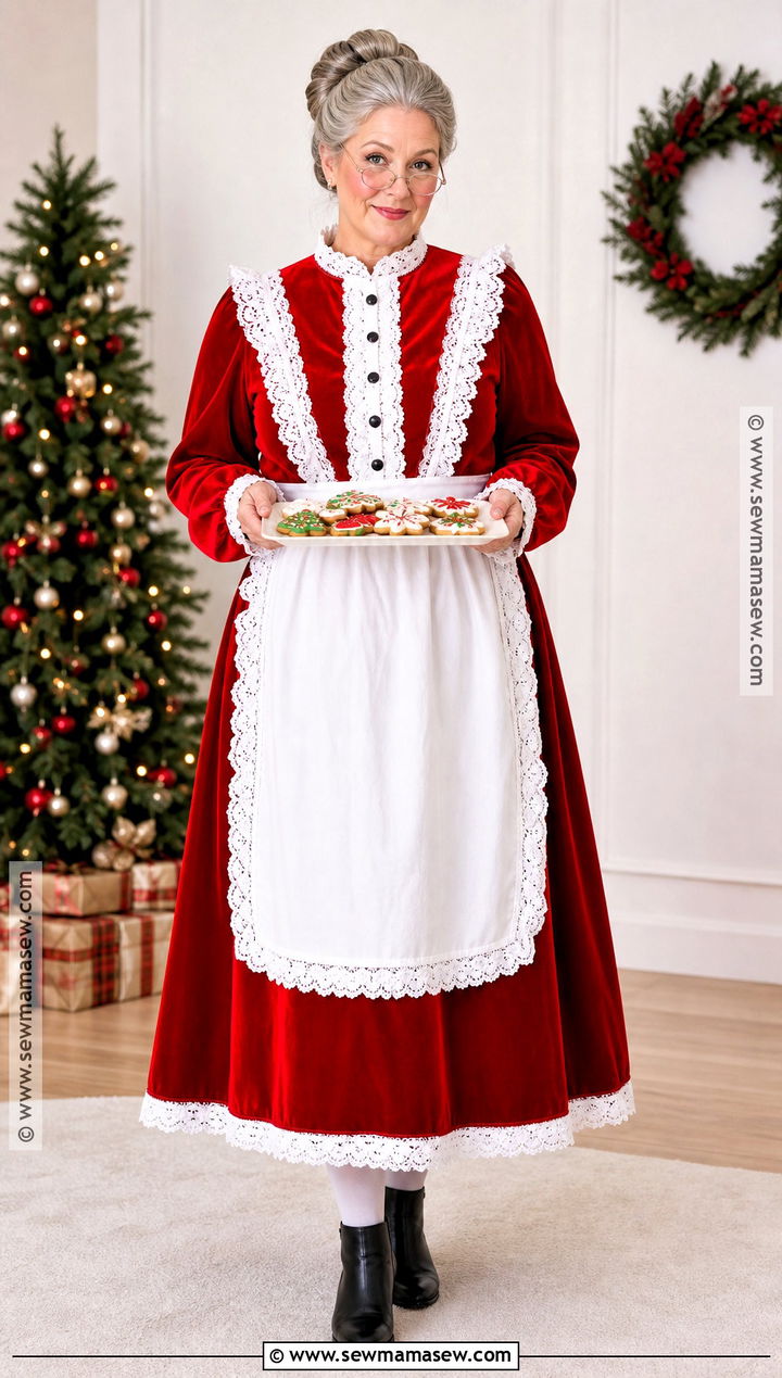 Mrs Claus Costume With Red Dress - 30 Christmas Halloween Costumes