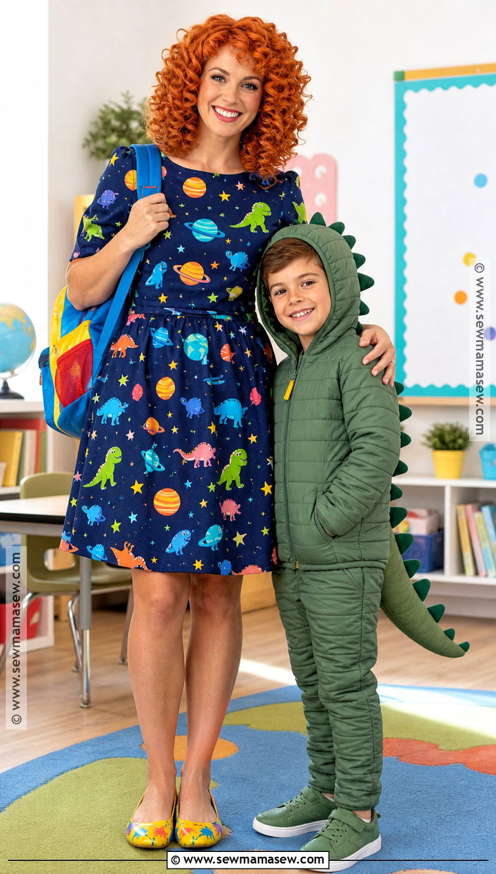 Ms Frizzle And Dinosaur Costume - 30 mom and son costume ideas