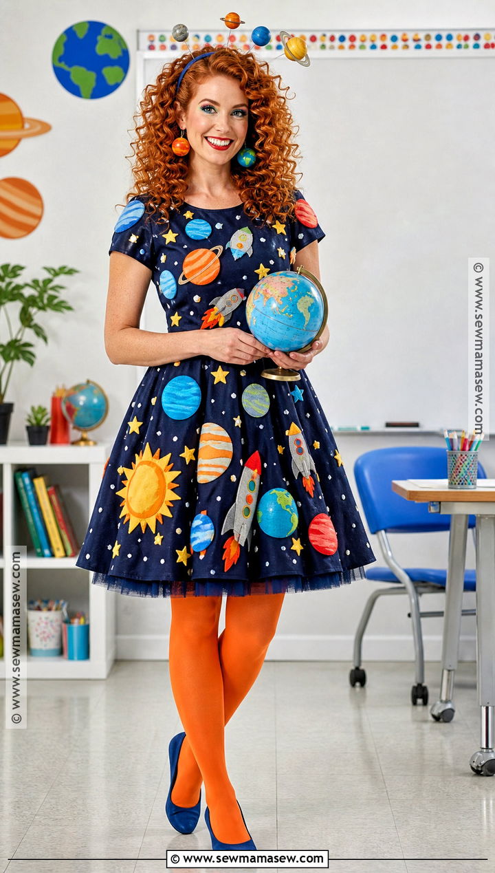 Ms Frizzle Costume With Planet Dress - 30 childhood heroes costume ideas